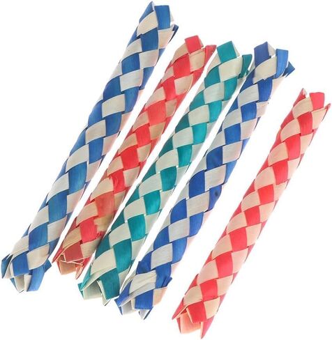 10Pcs Classic Finger Traps Chinese Finger Trap Bamboo Chinese Bamboo Birds Foraging Assorted Colors PET Bird Chew Classic Party and Adults Finger Puppets Puppets and Puppet Theaters in Saudi Arabia