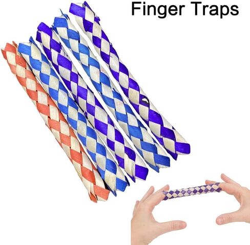 10Pcs Classic Finger Traps Chinese Finger Trap Bamboo Chinese Bamboo Birds Foraging Assorted Colors PET Bird Chew Classic Party and Adults Finger Puppets Puppets and Puppet Theaters in Saudi Arabia