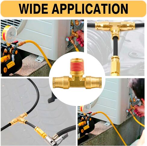 دفع نحاسي 1/4 بوصة لتوصيل التركيبات، أنبوب OD 1/4 بوصة × 1/4 بوصة NPT DOT Air Fittings Tee Union Air Brake Line Fittings موصل الفرامل لصناعة مقطورات الشاحنات أو نظام الهواء (3 قطع) in Kuwait