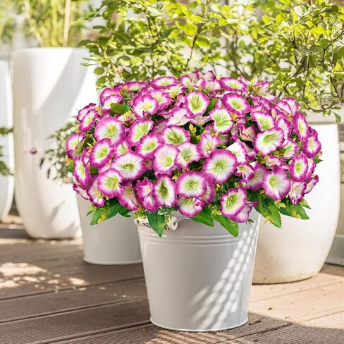 Rywicle 10 Bundles Artificial Flowers Outdoor UV Resistant Fake Flowers Faux Floral for Soft and Fluffy Pot Faux Plants for Garden Indoor Outside Planter Fake Plants-Rose Red in Saudi Arabia