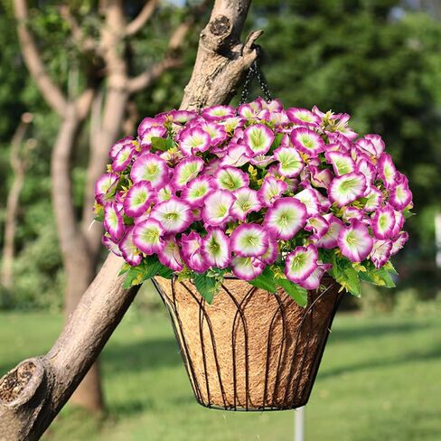Rywicle 10 Bundles Artificial Flowers Outdoor UV Resistant Fake Flowers Faux Floral for Soft and Fluffy Pot Faux Plants for Garden Indoor Outside Planter Fake Plants-Rose Red in Saudi Arabia
