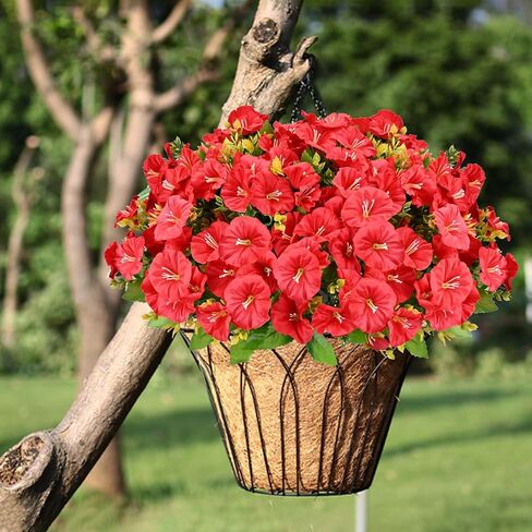 10 حزم من الزهور الاصطناعية في الهواء الطلق مقاومة للأشعة فوق البنفسجية من الزهور الصناعية من أجل نباتات صناعية ناعمة ورقيقة للحديقة الداخلية والخارجية - زهور حمراء وردية in Kuwait