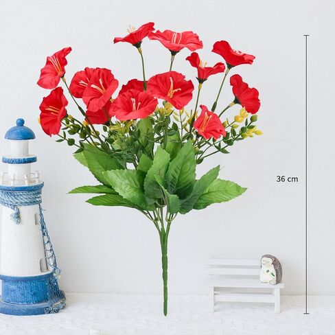 10 حزم من الزهور الاصطناعية في الهواء الطلق مقاومة للأشعة فوق البنفسجية من الزهور الصناعية من أجل نباتات صناعية ناعمة ورقيقة للحديقة الداخلية والخارجية - زهور حمراء وردية in Kuwait