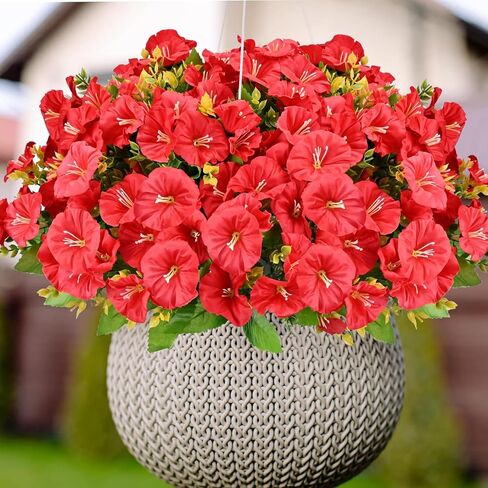 10 حزم من الزهور الاصطناعية في الهواء الطلق مقاومة للأشعة فوق البنفسجية من الزهور الصناعية من أجل نباتات صناعية ناعمة ورقيقة للحديقة الداخلية والخارجية - زهور حمراء وردية in Kuwait