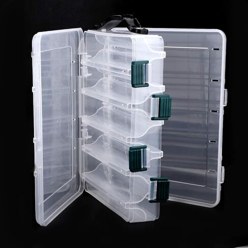 Dioche Double-Sided Fishing Lure Hook Tackle Box, Clear Visible Plastic Lure Case, Waterproof Fishing Tackle Accessory Storage Box Case Container(10 Slots) in Saudi Arabia