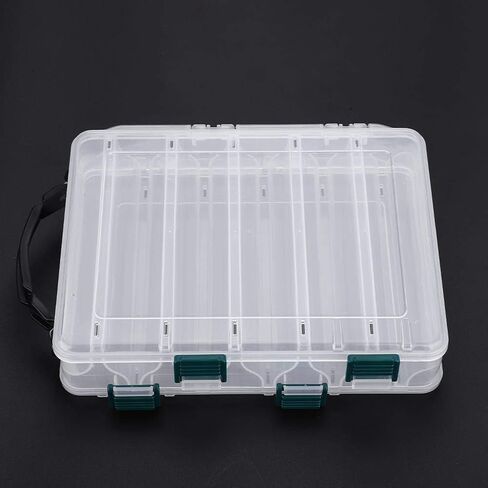 Dioche Double-Sided Fishing Lure Hook Tackle Box, Clear Visible Plastic Lure Case, Waterproof Fishing Tackle Accessory Storage Box Case Container(10 Slots) in Saudi Arabia