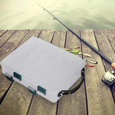Dioche Double-Sided Fishing Lure Hook Tackle Box, Clear Visible Plastic Lure Case, Waterproof Fishing Tackle Accessory Storage Box Case Container(10 Slots) in Saudi Arabia