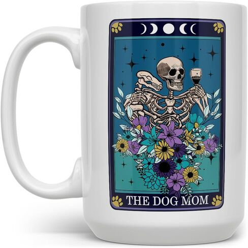 The Dog Mom Tarot Card Mug, Fun Gothic Witchy Occult Dog Lover Cup, Dog Mom Gifts (11oz) in Saudi Arabia