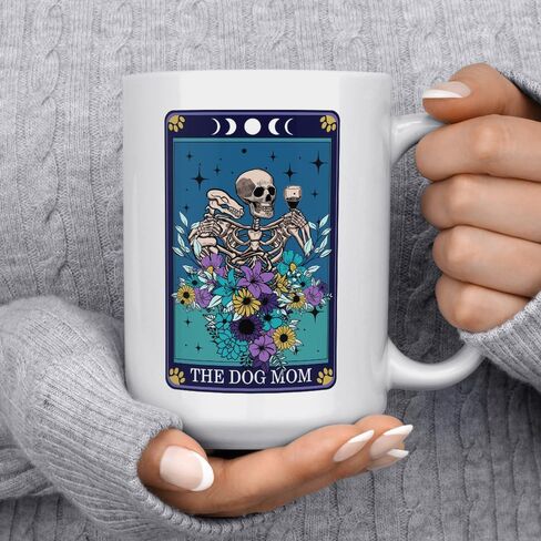 The Dog Mom Tarot Card Mug, Fun Gothic Witchy Occult Dog Lover Cup, Dog Mom Gifts (11oz) in Saudi Arabia