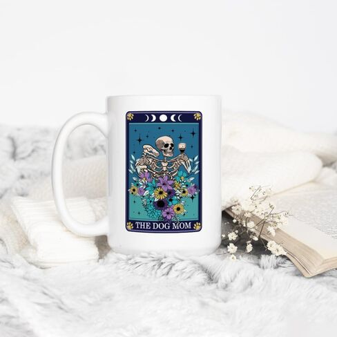 The Dog Mom Tarot Card Mug, Fun Gothic Witchy Occult Dog Lover Cup, Dog Mom Gifts (11oz) in Saudi Arabia