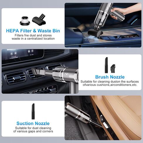 helloleiboo Mini Vacuum Cleaner 9000PA Hand Vacuum Cordless Rechargeable 3 in 1 Portable Car Vacuum Wireless Handheld Car Vacuum Cleaner for Car Home Office Pet in Saudi Arabia