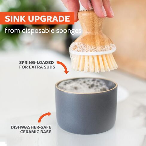 Full Circle Bubble Up, Brush + Dispenser, Gray in Saudi Arabia