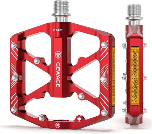 Bike Pedals 9/16 Inch - Bicycle Pedals with Reflectors - 3 Sealed Bearings MTB Pedals Wide Platform Pedals for Mountain Bike, BMX, Road Bike Pedals in Kuwait