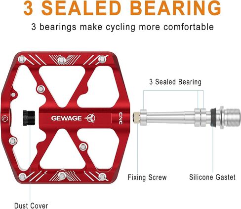 Bike Pedals 9/16 Inch - Bicycle Pedals with Reflectors - 3 Sealed Bearings MTB Pedals Wide Platform Pedals for Mountain Bike, BMX, Road Bike Pedals in Kuwait
