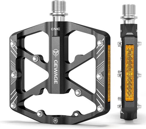 Bike Pedals 9/16 Inch - Bicycle Pedals with Reflectors - 3 Sealed Bearings MTB Pedals Wide Platform Pedals for Mountain Bike, BMX, Road Bike Pedals in Kuwait