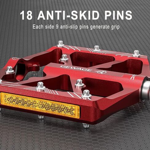 Bike Pedals 9/16 Inch - Bicycle Pedals with Reflectors - 3 Sealed Bearings MTB Pedals Wide Platform Pedals for Mountain Bike, BMX, Road Bike Pedals in Kuwait