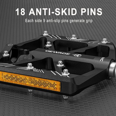 Bike Pedals 9/16 Inch - Bicycle Pedals with Reflectors - 3 Sealed Bearings MTB Pedals Wide Platform Pedals for Mountain Bike, BMX, Road Bike Pedals in Kuwait