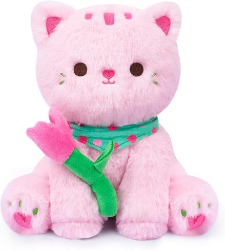 LSYDCARM Cat Plush Stuffed Animal, 8Inch Mothers Day Plush with Tulips, Soft Kawaii Cat Plushie Doll Mothers Day Stuffed Animal Birthday Baby Shower Home Decor in Saudi Arabia