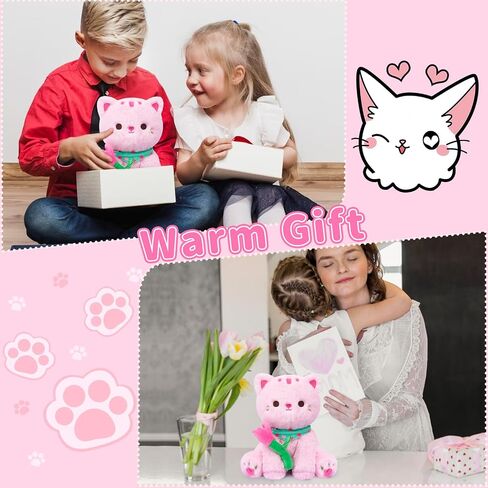 LSYDCARM Cat Plush Stuffed Animal, 8Inch Mothers Day Plush with Tulips, Soft Kawaii Cat Plushie Doll Mothers Day Stuffed Animal Birthday Baby Shower Home Decor in Saudi Arabia