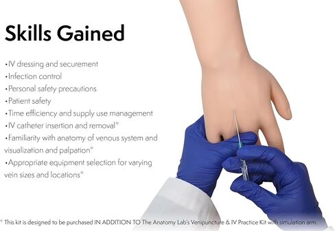 IV Catheter Kit with Training Pad, 39 Piece Phlebotomy Practice Kit, Blood Draw Practice Kit, Phlebotomy Training and Venipuncture Skills, IV Insertion Start Kit for Nurses, Made by Anatomy Lab in Saudi Arabia