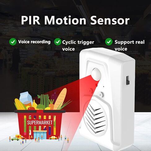 مشغل صوت نشط من Fepinc Motion، قابل للتسجيل والاستبدال، تذكير صوتي مدمج بميكروفون للحياة المستقلة، إعلان نقطة البيع، تحية الباب، تنبيه الدخول، صندوق صراخ المنزل المسكون in Kuwait