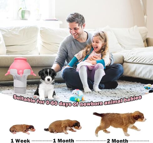Puppy Feeder for Multiple Puppies, 300ml Puppy Milk Feeder Bowl with 5 Teats & Adjustable Height for Nursing Puppies, Nipple Puppy Bottles Feeding Station for Kittens, Puppies and Rabbits(Yellow) in Kuwait
