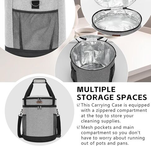 أكياس الطبخ البطيئة من كوزابوالي، حقيبة حمل من طبقتين للوعاء الفوري سعة 6-8 كوارت، حقيبة سفر خفيفة الوزن لطباخ الضغط مع حجرة علوية بسحاب (الحقيبة فقط، رمادي) in Kuwait