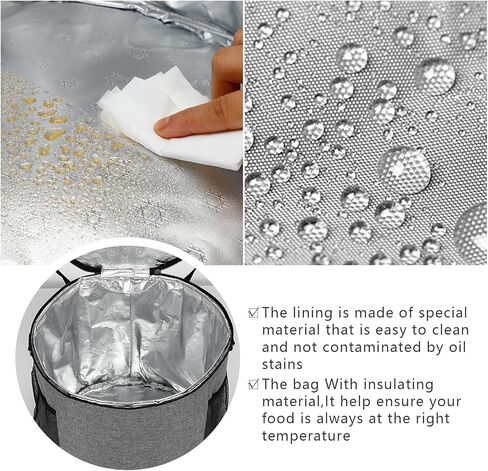 أكياس الطبخ البطيئة من كوزابوالي، حقيبة حمل من طبقتين للوعاء الفوري سعة 6-8 كوارت، حقيبة سفر خفيفة الوزن لطباخ الضغط مع حجرة علوية بسحاب (الحقيبة فقط، رمادي) in Kuwait