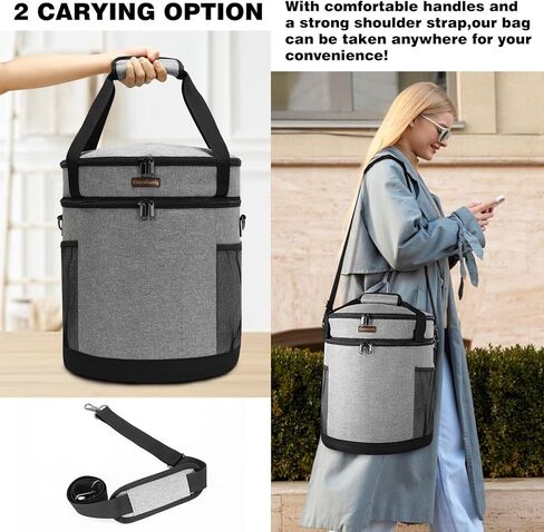 أكياس الطبخ البطيئة من كوزابوالي، حقيبة حمل من طبقتين للوعاء الفوري سعة 6-8 كوارت، حقيبة سفر خفيفة الوزن لطباخ الضغط مع حجرة علوية بسحاب (الحقيبة فقط، رمادي) in Kuwait