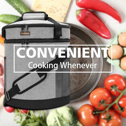 أكياس الطبخ البطيئة من كوزابوالي، حقيبة حمل من طبقتين للوعاء الفوري سعة 6-8 كوارت، حقيبة سفر خفيفة الوزن لطباخ الضغط مع حجرة علوية بسحاب (الحقيبة فقط، رمادي) in Kuwait