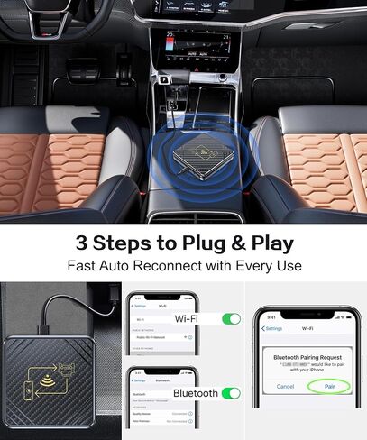 محول CarPlay لاسلكي 2 في 1 ومحول Android Auto، دونجل CarPlay اللاسلكي لمصنع OEM للسيارات السلكية Android Auto Cars وCarPlay Cars، يدعم USB A وUSB C، اتصال تلقائي، التوصيل والتشغيل، بدون تأخير in Kuwait