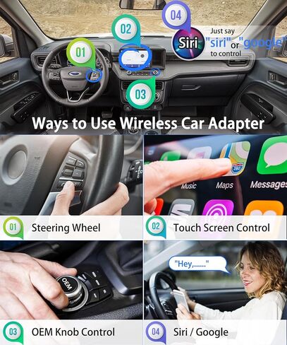 محول CarPlay لاسلكي 2 في 1 ومحول Android Auto، دونجل CarPlay اللاسلكي لمصنع OEM للسيارات السلكية Android Auto Cars وCarPlay Cars، يدعم USB A وUSB C، اتصال تلقائي، التوصيل والتشغيل، بدون تأخير in Kuwait