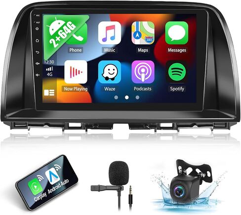 2G+64G Android 13 ستيريو سيارة لمازدا CX5 2013-2016 مع Carplay اللاسلكي Android Auto 9 بوصة شاشة لمس راديو السيارة مع نظام تحديد المواقع والملاحة HiFi Bluetooth FM RDS وحدة استقبال الصوت مع كاميرا احتياطية in Saudi Arabia