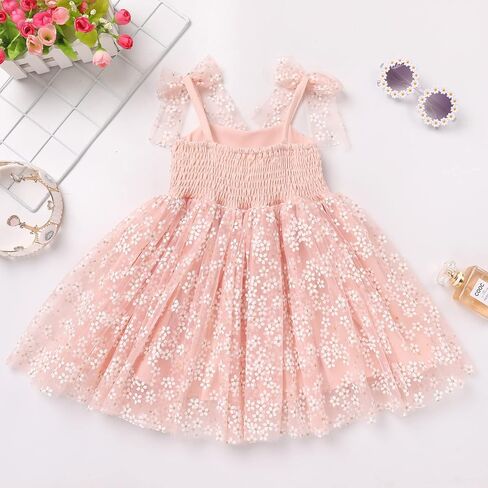 1st Birthday Outfit for Baby Girls, Infant Toddler Sleeveless Daisy Princess Tulle Tutu Dress First Birthday Cake Smash Photoshoot Baby Shower Summer Sundress Baby Pink 5-6 T in Saudi Arabia