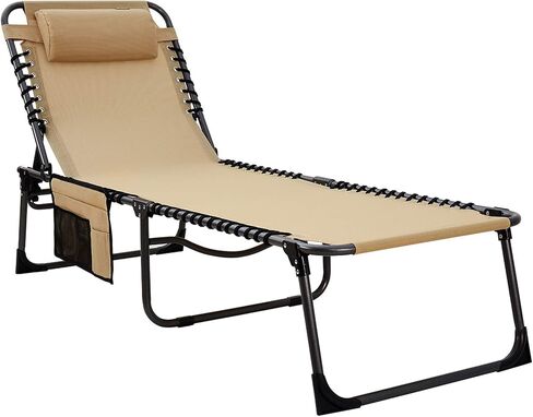 KingCamp Camping Cot Portable 4 Adjustable Folding Sleeping Reclining Lounger Chair with Pillow for Travel Camp Support to 330lbs in Saudi Arabia