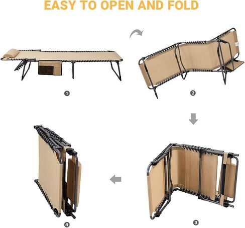 KingCamp Camping Cot Portable 4 Adjustable Folding Sleeping Reclining Lounger Chair with Pillow for Travel Camp Support to 330lbs in Saudi Arabia