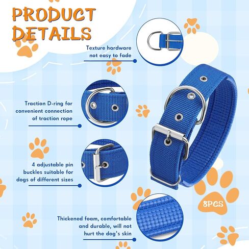 Kacctyen 8 قطع طوق كلب تكتيكي شديد التحمل للكلاب الكبيرة، طوق كلب عسكري قابل للتعديل من النايلون، طوق مارتينجال للتدريب على المشي والصيد (XL، 4 ألوان) in Kuwait