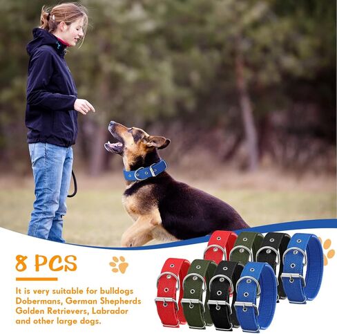 Kacctyen 8 قطع طوق كلب تكتيكي شديد التحمل للكلاب الكبيرة، طوق كلب عسكري قابل للتعديل من النايلون، طوق مارتينجال للتدريب على المشي والصيد (XL، 4 ألوان) in Kuwait