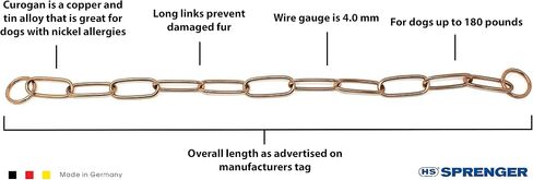 Herm Sprenger Curogan Long Link Fur Saver Dog Training Collar Hypoallergenic Nickel Free No-Pull Slip Chain for Small Medium Large Dogs for Easy Control Made in Germany 3mm 18in 46cm in Saudi Arabia