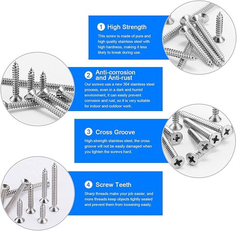 Guard4U 300Pcs M2 304 Stainless Steel Phillips Countersunk/Flat Head Self-Tapping Screws Assortment Kit- Wood Screws M2 x 4mm/ 6mm/ 8mm/ 10mm/ 12mm/ 14mm/ 16mm/ 18mm/ 20mm/ 25mm in Kuwait