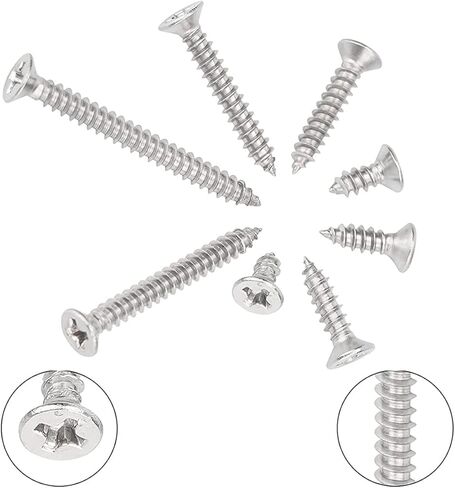 Guard4U 300Pcs M2 304 Stainless Steel Phillips Countersunk/Flat Head Self-Tapping Screws Assortment Kit- Wood Screws M2 x 4mm/ 6mm/ 8mm/ 10mm/ 12mm/ 14mm/ 16mm/ 18mm/ 20mm/ 25mm in Kuwait