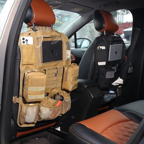 Tactical Car Seat Back Organizer Upgraded Tactical Molle Seatback Cover Protector Universal Fit Vehicles Truck MPV Pickup (Black) in Saudi Arabia