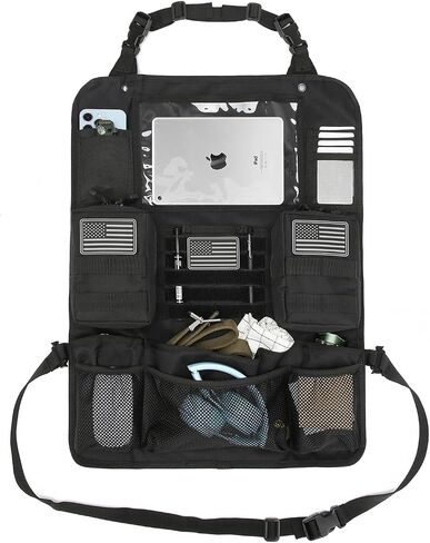 Tactical Car Seat Back Organizer Upgraded Tactical Molle Seatback Cover Protector Universal Fit Vehicles Truck MPV Pickup (Black) in Saudi Arabia