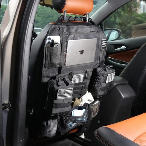 Tactical Car Seat Back Organizer Upgraded Tactical Molle Seatback Cover Protector Universal Fit Vehicles Truck MPV Pickup (Black) in Saudi Arabia