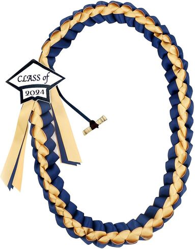 Omoomo Graduation Leis with Money Holder, Graduation Ribbon, Class of 2024 Graduation Cap Tag, High School College Graduation Decorations, Navy Blue & Gold in Saudi Arabia