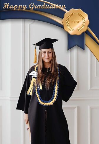 Omoomo Graduation Leis with Money Holder, Graduation Ribbon, Class of 2024 Graduation Cap Tag, High School College Graduation Decorations, Navy Blue & Gold in Saudi Arabia