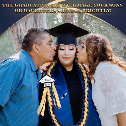 Omoomo Graduation Leis with Money Holder, Graduation Ribbon, Class of 2024 Graduation Cap Tag, High School College Graduation Decorations, Navy Blue & Gold in Saudi Arabia