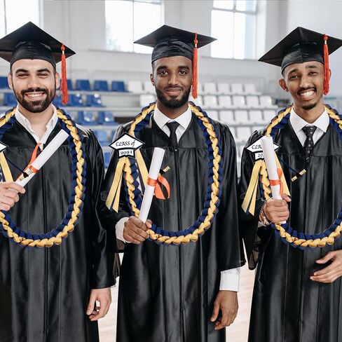 Omoomo Graduation Leis with Money Holder, Graduation Ribbon, Class of 2024 Graduation Cap Tag, High School College Graduation Decorations, Navy Blue & Gold in Saudi Arabia