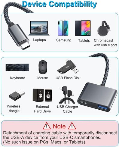 محول كاميرا كابل Basesailor USB C OTG مع مصدر طاقة، شحن من النوع C إلى 60 وات PD وشاحن مقسم USB 3.0، Thunderbolt 3 لـ Google TV Chromecast 2020، MacBook، iPad Pro Air 4 5 Mini 6، S21 S22 in Kuwait