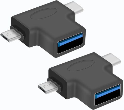 محول ZJKJHJY 2in1 USB C & Micro USB إلى USB 3.0 OTG، كابل USB-C ذكر Micro USB ذكر إلى ذكر إلى أنثى، متوافق مع MacBook 2018 2017 2016، Galaxy Note 8، S8 S8+ S9، Pixel، Nexus 2Pack in Saudi Arabia